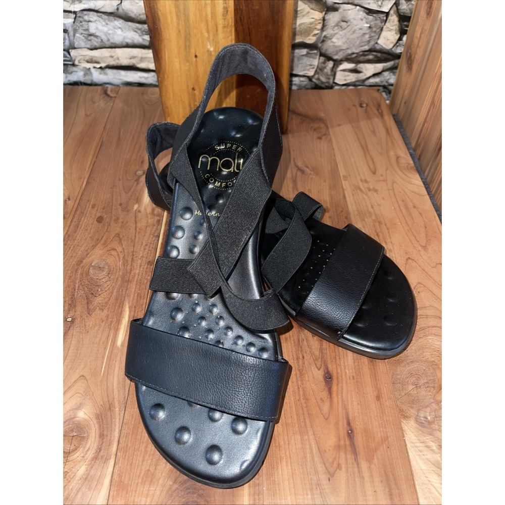 Malu Black Wedge Sandal Made In Brazil Size 10 Super Comfort Walking Travel
